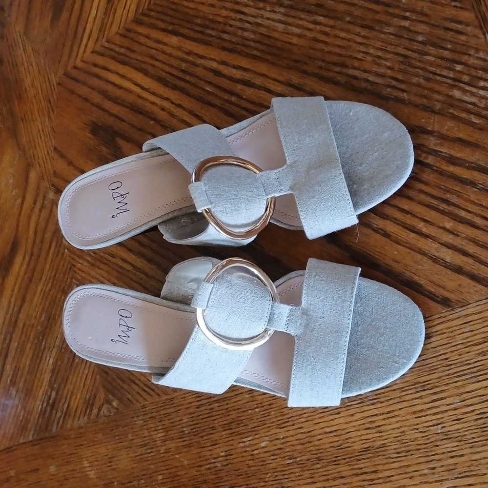 MPO Linen Wedge Slip On Sandals